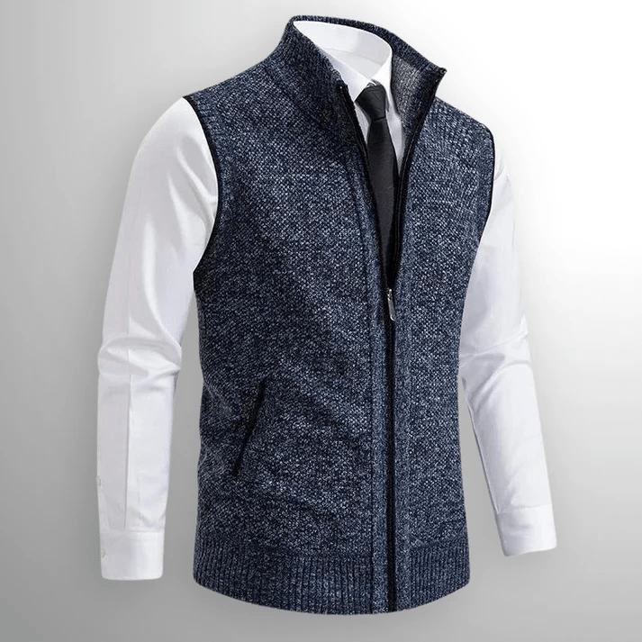 Oxford Full - Zip Sweater Vest - Bay + Birch