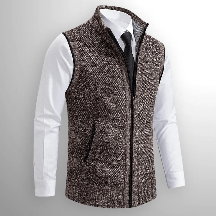 Oxford Full - Zip Sweater Vest - Bay + Birch