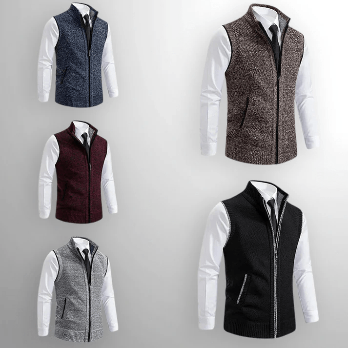 Oxford Full - Zip Sweater Vest - Bay + Birch