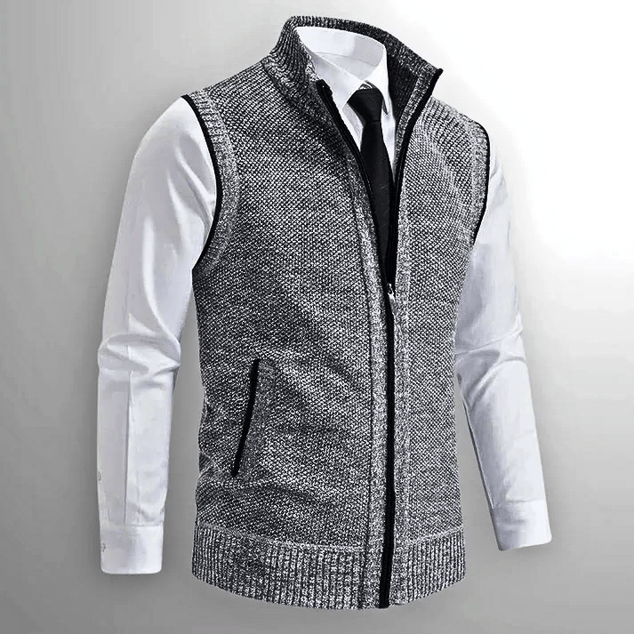 Oxford Full - Zip Sweater Vest - Bay + Birch