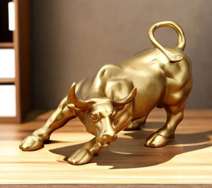 Wall Street Bull – Golden Charging Bull Statue - Bay + Birch