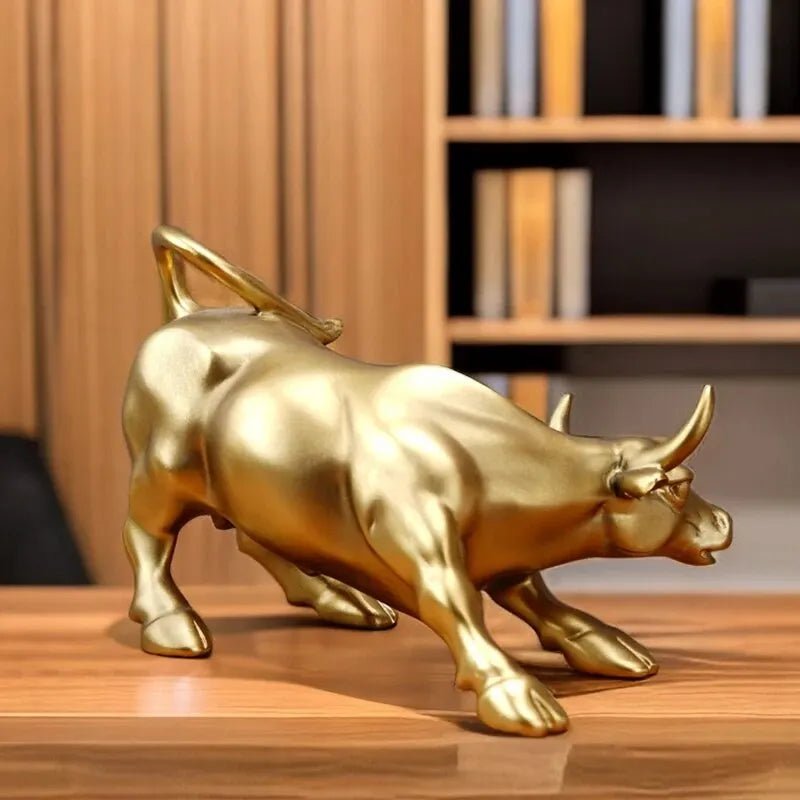 Wall Street Bull – Golden Charging Bull Statue - Bay + Birch