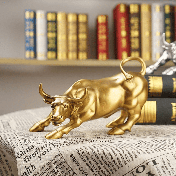 Wall Street Bull – Golden Charging Bull Statue - Bay + Birch