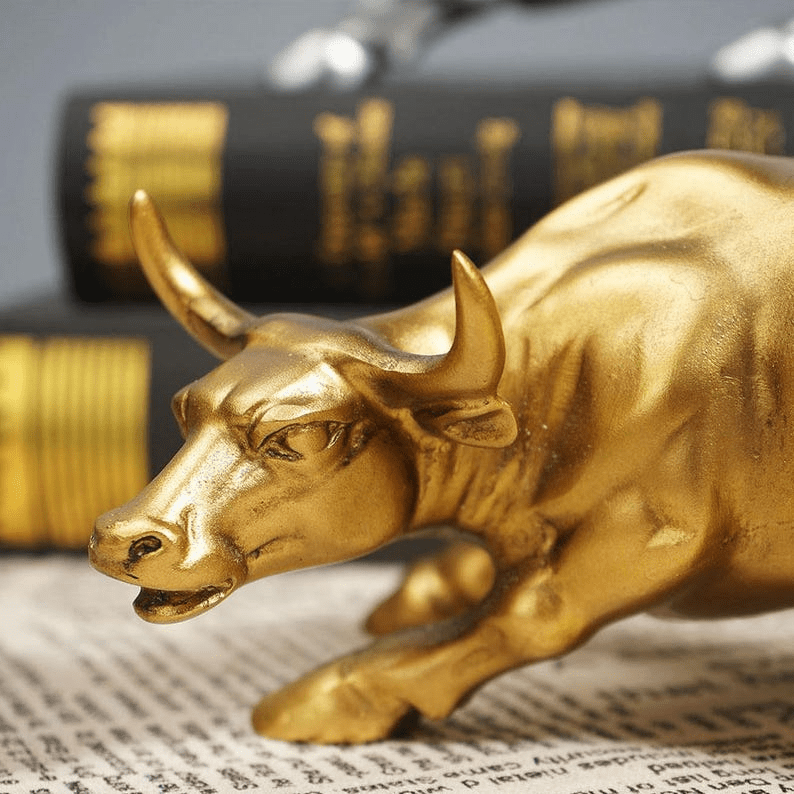 Wall Street Bull – Golden Charging Bull Statue - Bay + Birch