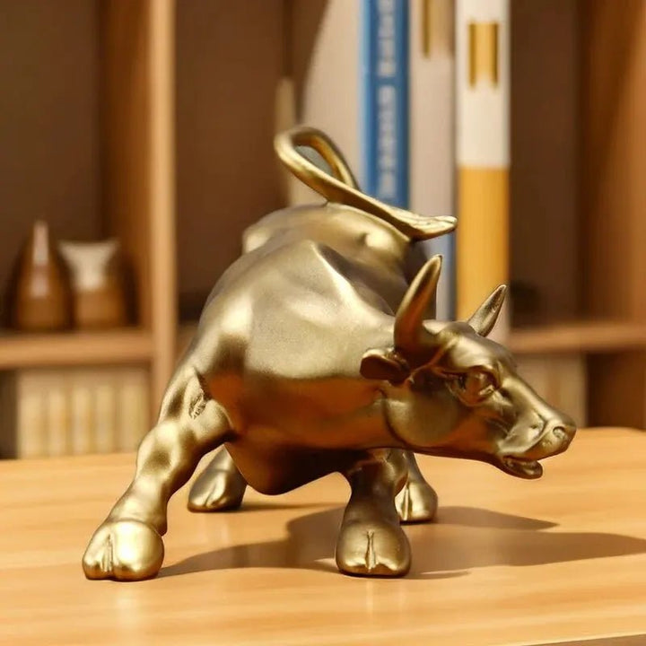 Wall Street Bull – Golden Charging Bull Statue - Bay + Birch